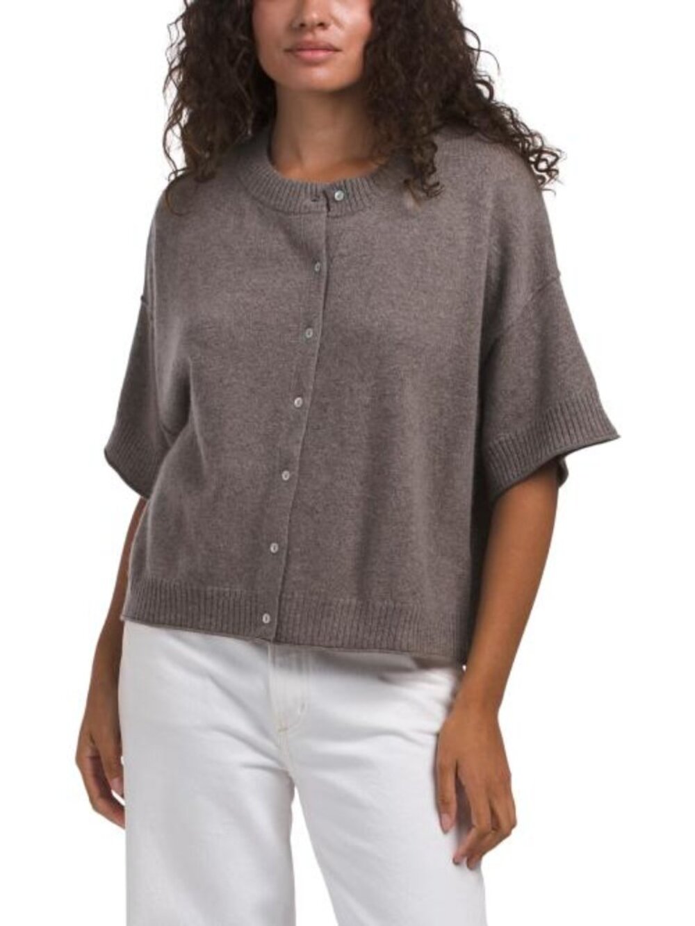 JASON WU Cashmere Boxy Short Sleeve Cardigan